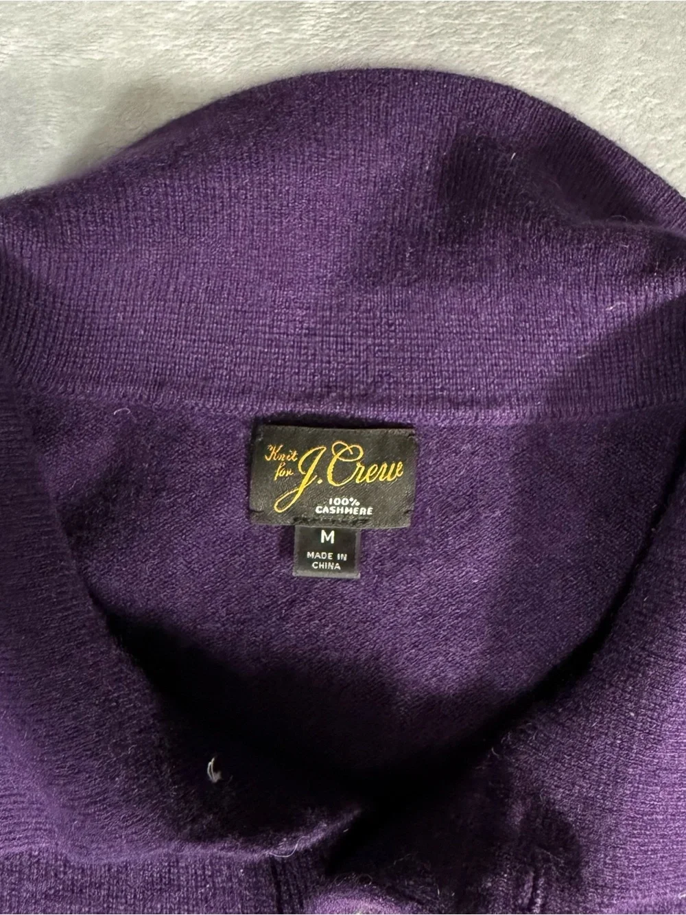 J Crew Cashmere Polo Sweater Mens M Preppy Thin Lightweight Knit Purple